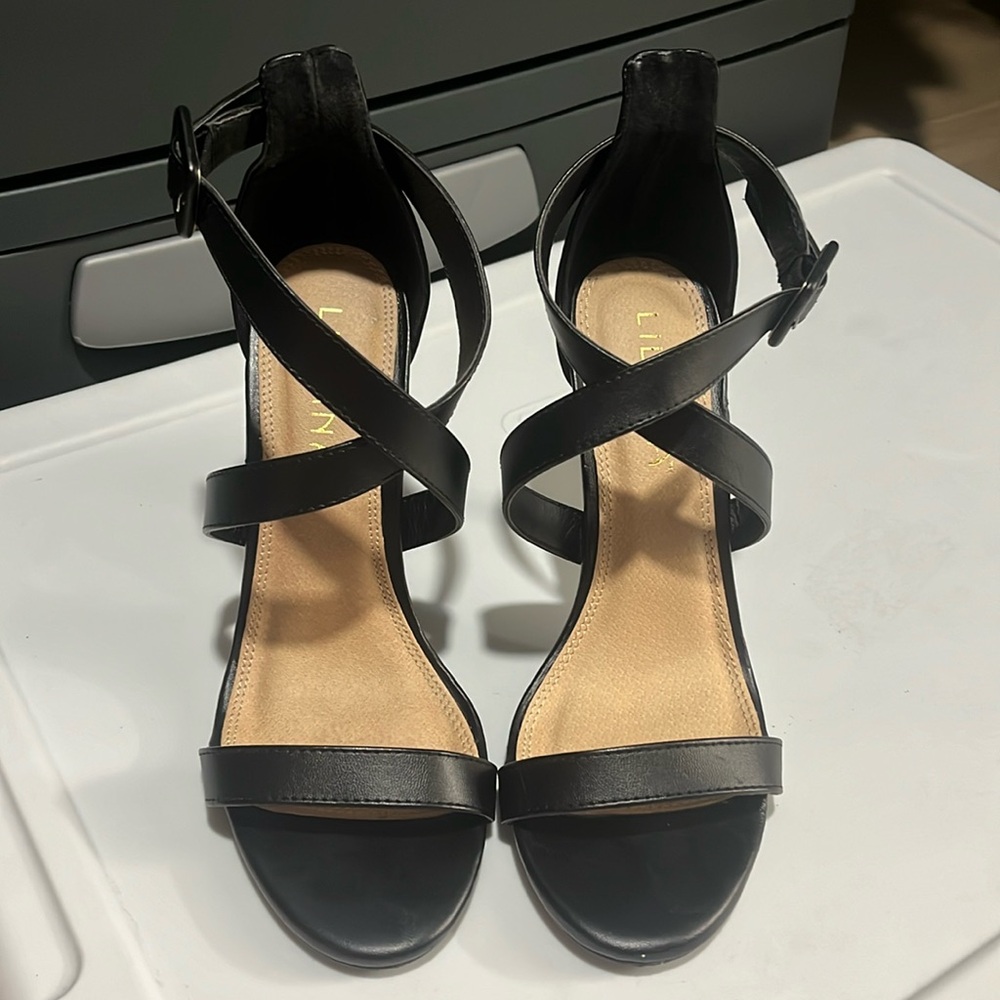 Black strappy heels
